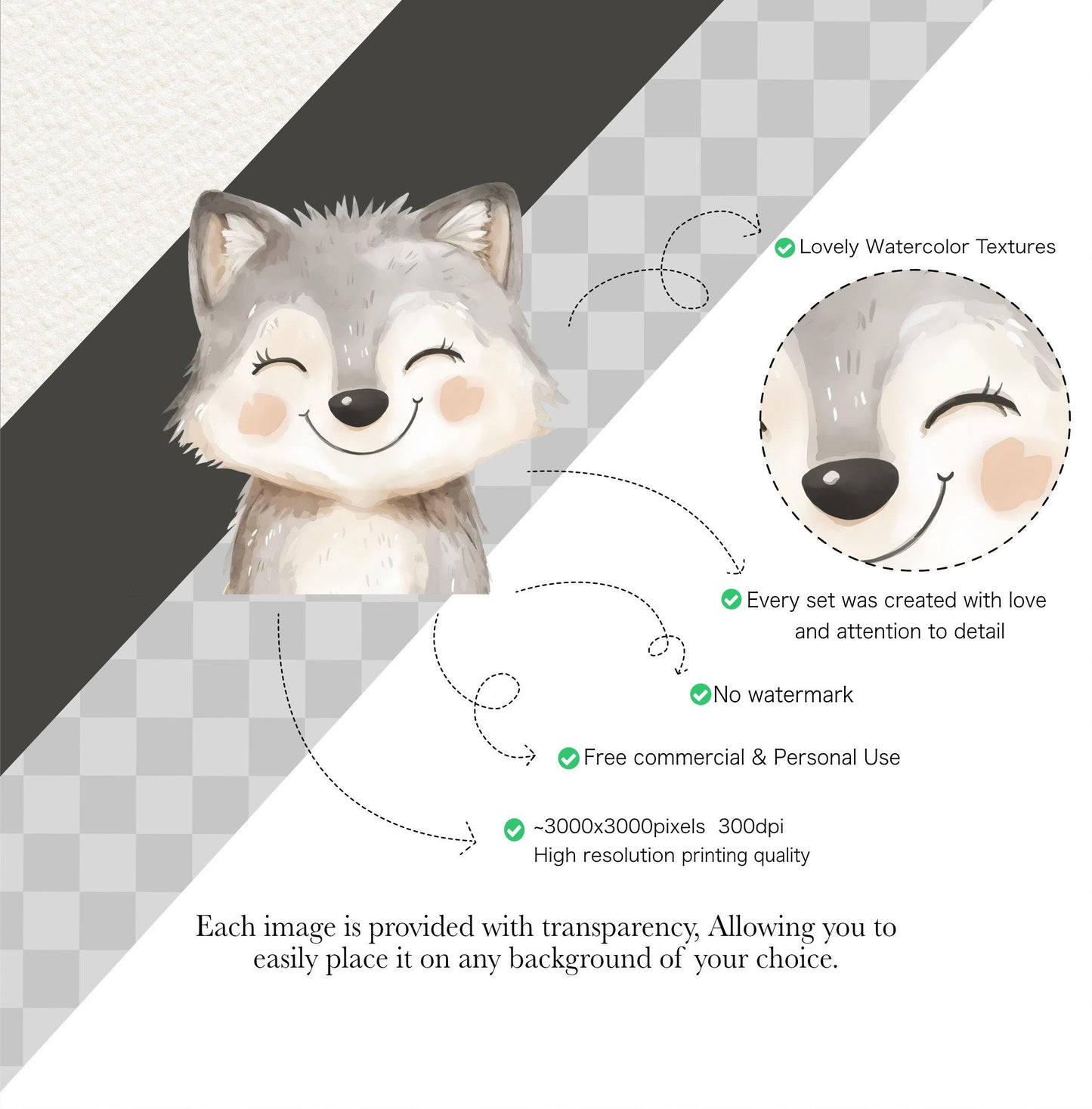 Watercolor Woodland Portraits Clipart, Cute Animals Clipart, Baby Animals, Baby Shower Clipart, Woodland Nursery, Boho Forest Animals