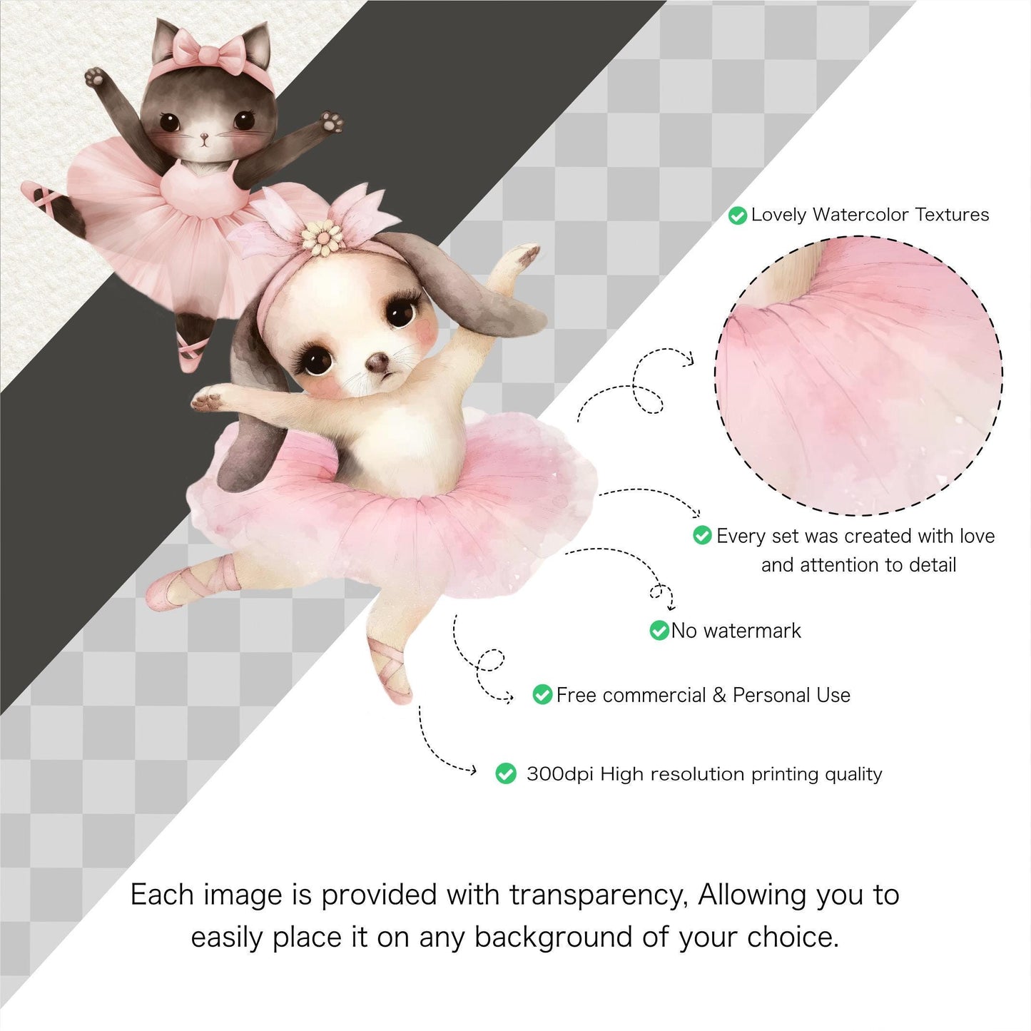 Ballerina Watercolor Clipart - Dusty Pink - Ballerina Clipart - Floral Bouquets - Swan Clipart Set - Ballet - Unlimited Sales License