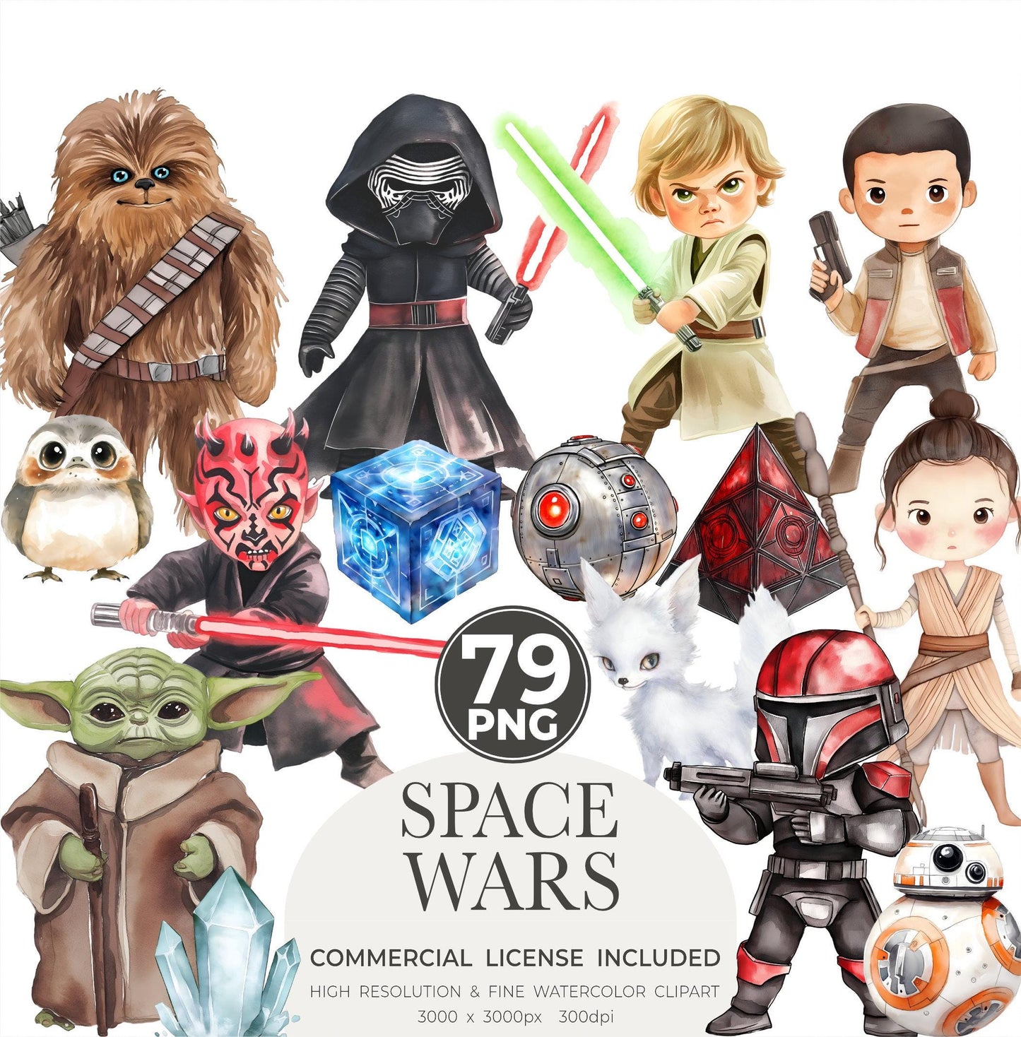 Space Wars Clipart Set - 300 DPI, High-Resolution, Transparent Background, Digital Download Perfect for DIY Gifts & Crafts