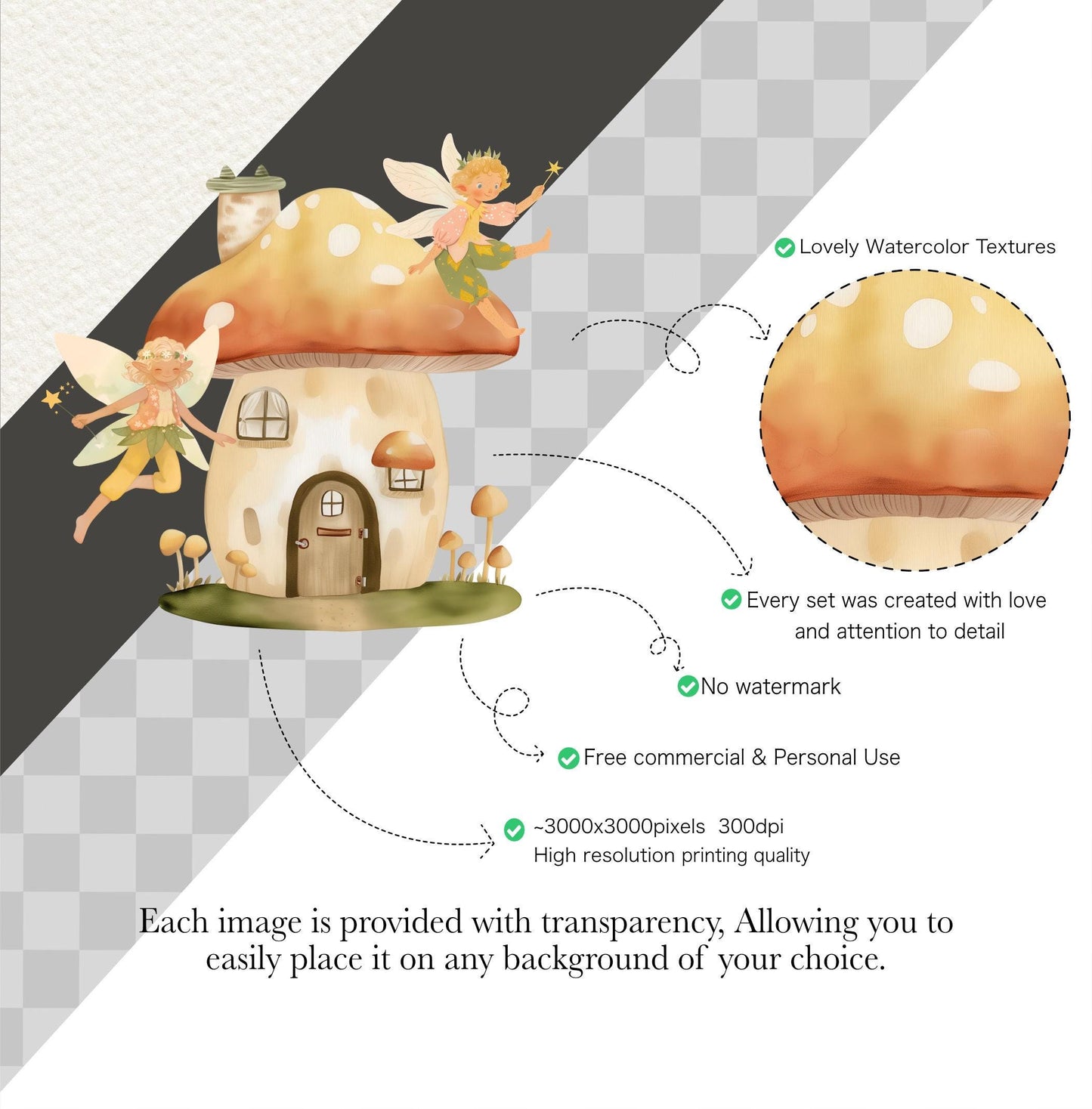 Watercolor Fairy Clipart, Pink Fairy PNG, Fairy Garden, Mushroom Clipart, Flower Clipart, Floral Clipart, Magical Fairy Nursery Clipart