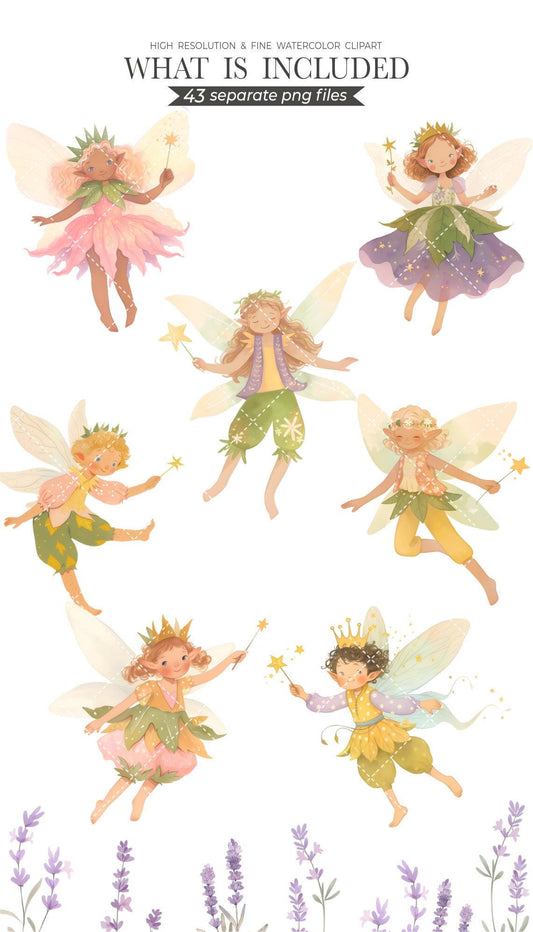 Watercolor Fairy Clipart, Pink Fairy PNG, Fairy Garden, Mushroom Clipart, Flower Clipart, Floral Clipart, Magical Fairy Nursery Clipart
