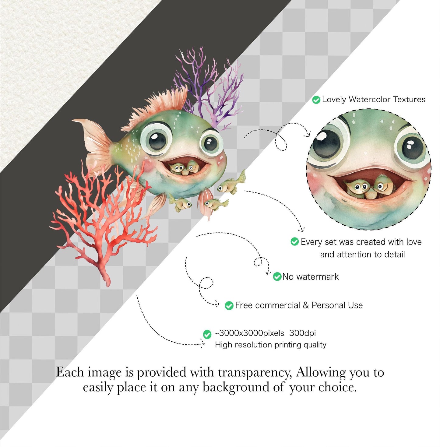 100 Under the Sea | Scuba Diver Nursery Clipart - Watercolor Clipart - Ocean Animals - Underwater Animals - Ocean Nursery - Commercial Use