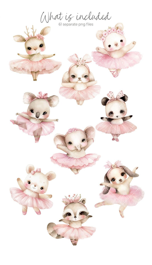 Ballerina Watercolor Clipart - Dusty Pink - Ballerina Clipart - Floral Bouquets - Swan Clipart Set - Ballet - Unlimited Sales License