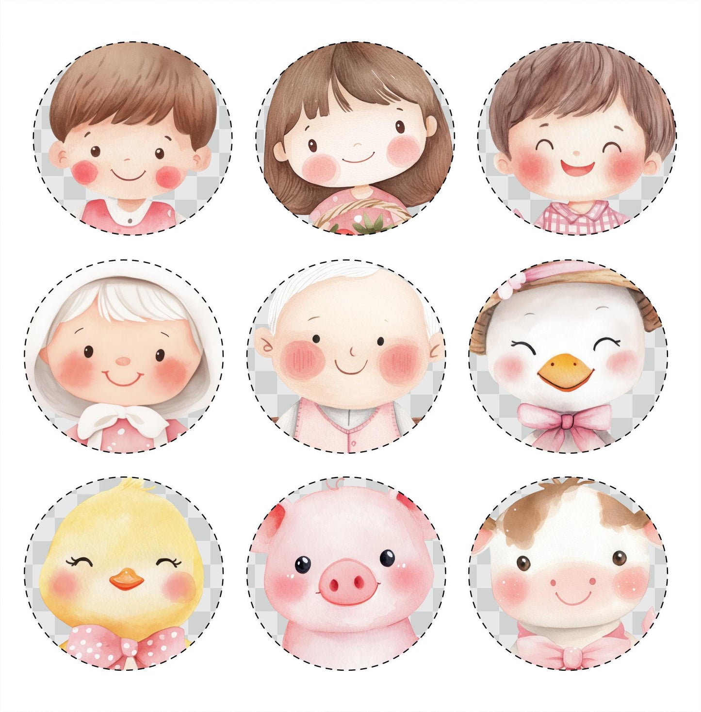 Spring Cottagecore Clipart, Cute Strawberry, Animals, Florals, Rustic Farm, Red Gingham, Polka Dots, Nursery Kids Watercolor, Commercial Use