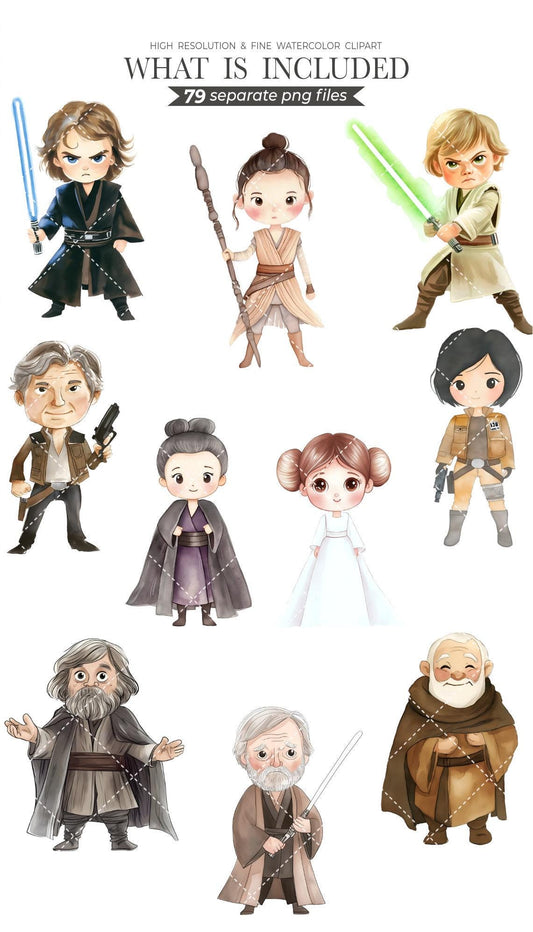 Space Wars Clipart Set - 300 DPI, High-Resolution, Transparent Background, Digital Download Perfect for DIY Gifts & Crafts