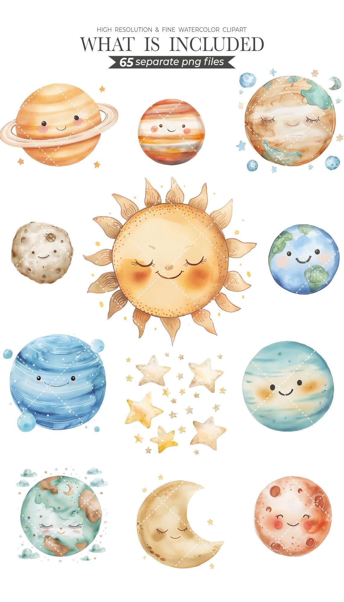 Outerspace Clipart Bundle - Watercolor Astronauts, Space Shuttle PNG, Cute Space Birthday Party Decorations, Science Digital Art, Rocket PNG