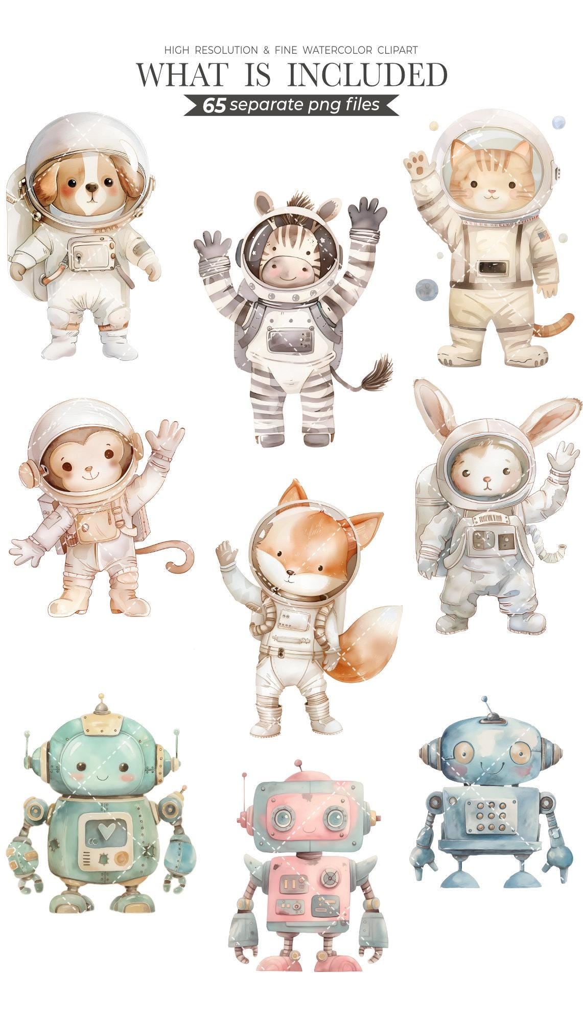 Outerspace Clipart Bundle - Watercolor Astronauts, Space Shuttle PNG, Cute Space Birthday Party Decorations, Science Digital Art, Rocket PNG