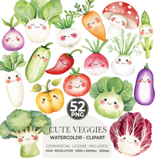 Cute Vegetable Clipart, Watercolor Garden Veggies, Carrot, Tomato, Avocado, Chili, Healthy Food, Kitchen Art, Scrapbook, Junk Journal