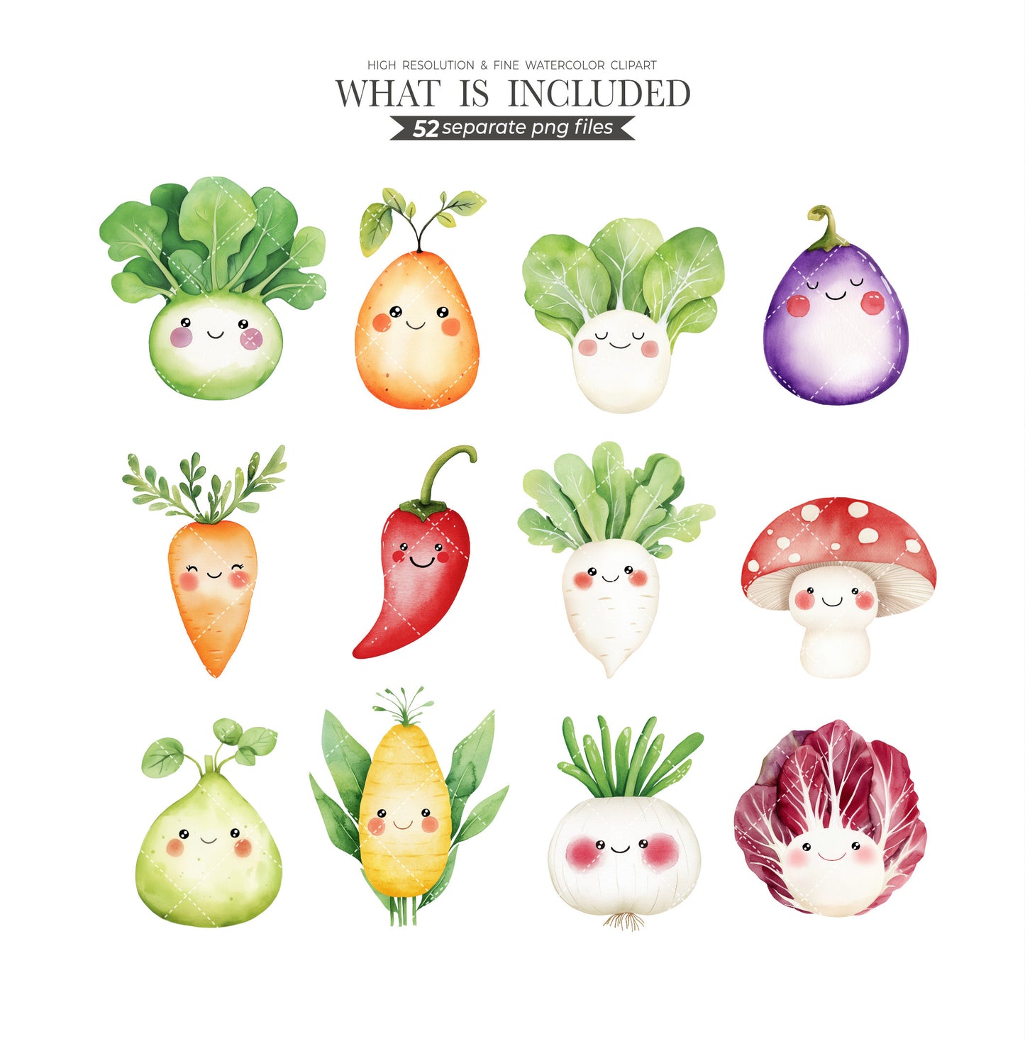 Cute Vegetable Clipart, Watercolor Garden Veggies, Carrot, Tomato, Avocado, Chili, Healthy Food, Kitchen Art, Scrapbook, Junk Journal