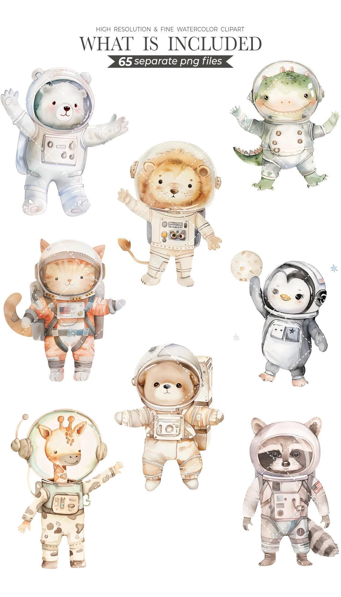 Outerspace Clipart Bundle - Watercolor Astronauts, Space Shuttle PNG, Cute Space Birthday Party Decorations, Science Digital Art, Rocket PNG