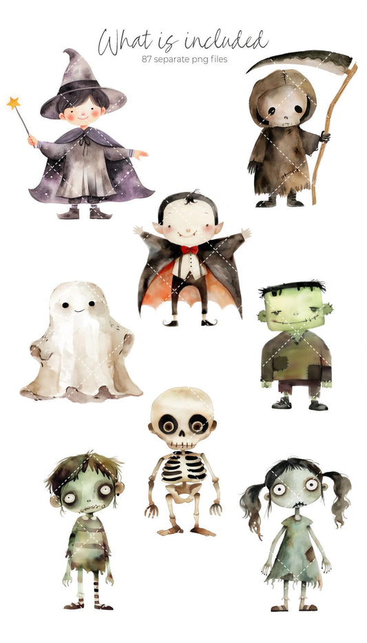 Cute Halloween Clipart - Pumpkin Clipart - Witch - Cute Monster Clipart - Vampire - Wizard - Kids Halloween - COMMERCIAL LICENSE INCLUDED