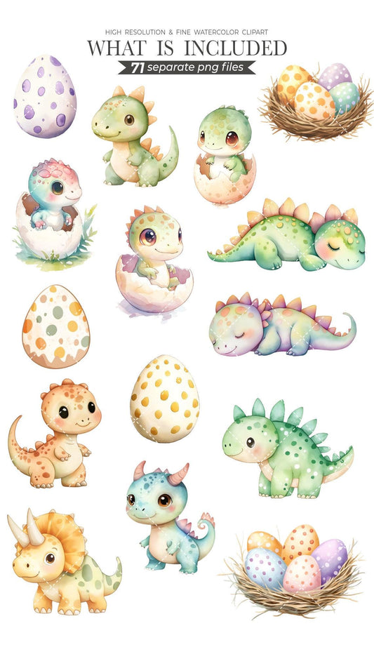 Cute Dinosaur PNG, Dinosaur Clipart, Watercolor Dinosaur, Dinosaur Birthday, Dinosaur Nursery Art, Dino PNG, Baby Dinosaur, Commercial Use