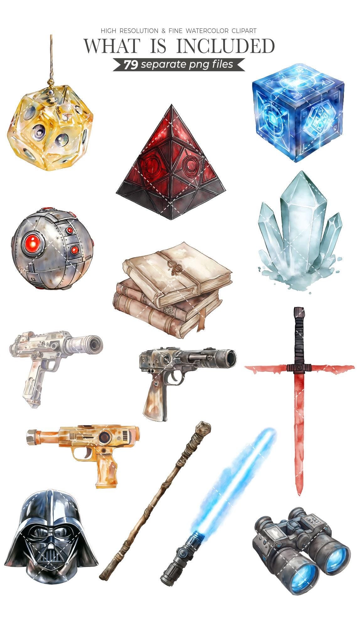 Space Wars Clipart Set - 300 DPI, High-Resolution, Transparent Background, Digital Download Perfect for DIY Gifts & Crafts