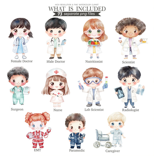 Watercolor Medical Clipart, Healthcare PNG, Nurse Clipart, Doctor Graphics, Medical Planner, Hospital Clipart, Commercial Use