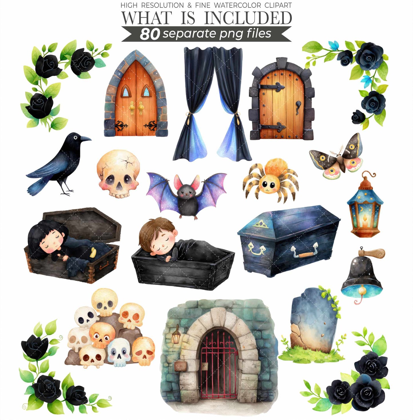 Cute Addams Family Clipart, Wednesday Clipart, Goth Clipart, Commercial Use