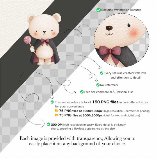 Halloween Woodland Animals Clipart: Watercolor Nursery Art (Digital Download)