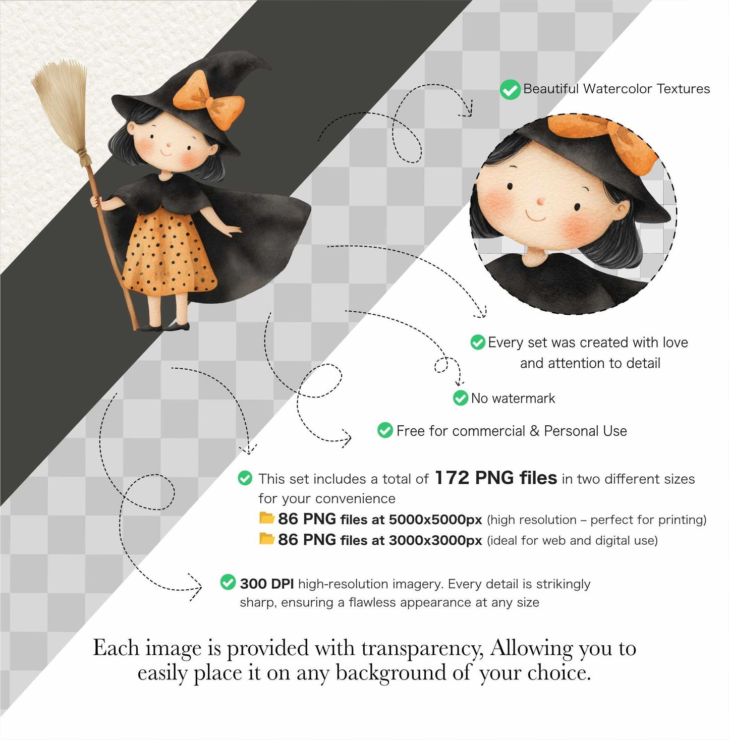 Cute Halloween Clipart Whimsical Watercolor Commercial Use Halloween Party Spooky Season Gothic Kids Skeletons Haunted House Sublimation PNG