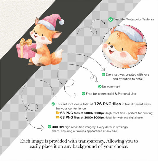 Blush Christmas Clipart: Watercolor Santa, Reindeer, Snowman (126 PNGs) (Commercial Use)