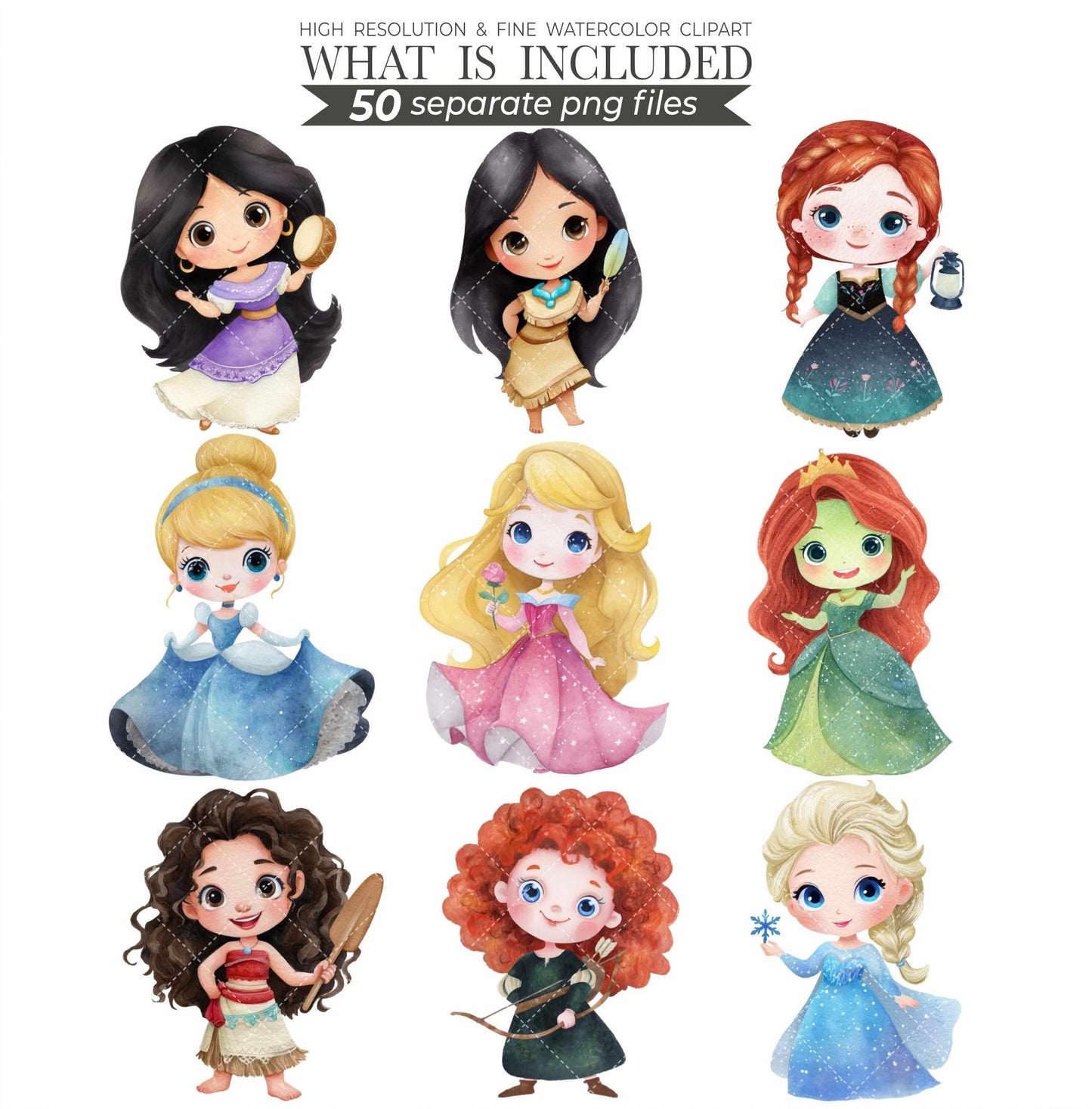 Watercolor Prince and Princess Clipart: Fairytale Baby Shower Decor (Digital Download, 150 PNGs)