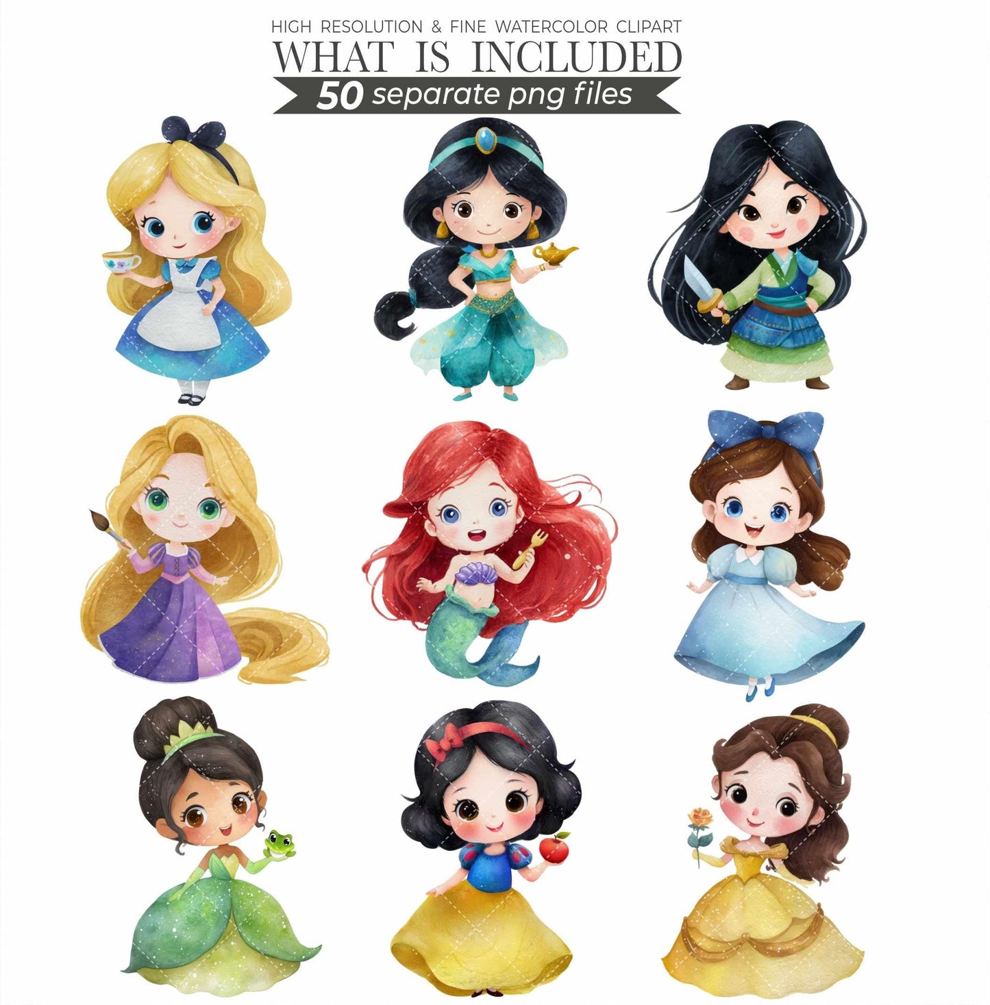 Watercolor Prince and Princess Clipart: Fairytale Baby Shower Decor (Digital Download, 150 PNGs)