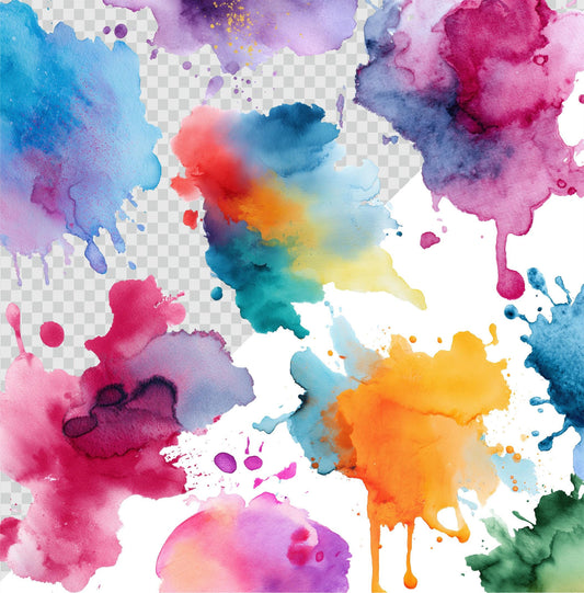 250 Pastel Watercolor Splash Clipart: Abstract PNG (Commercial Use)