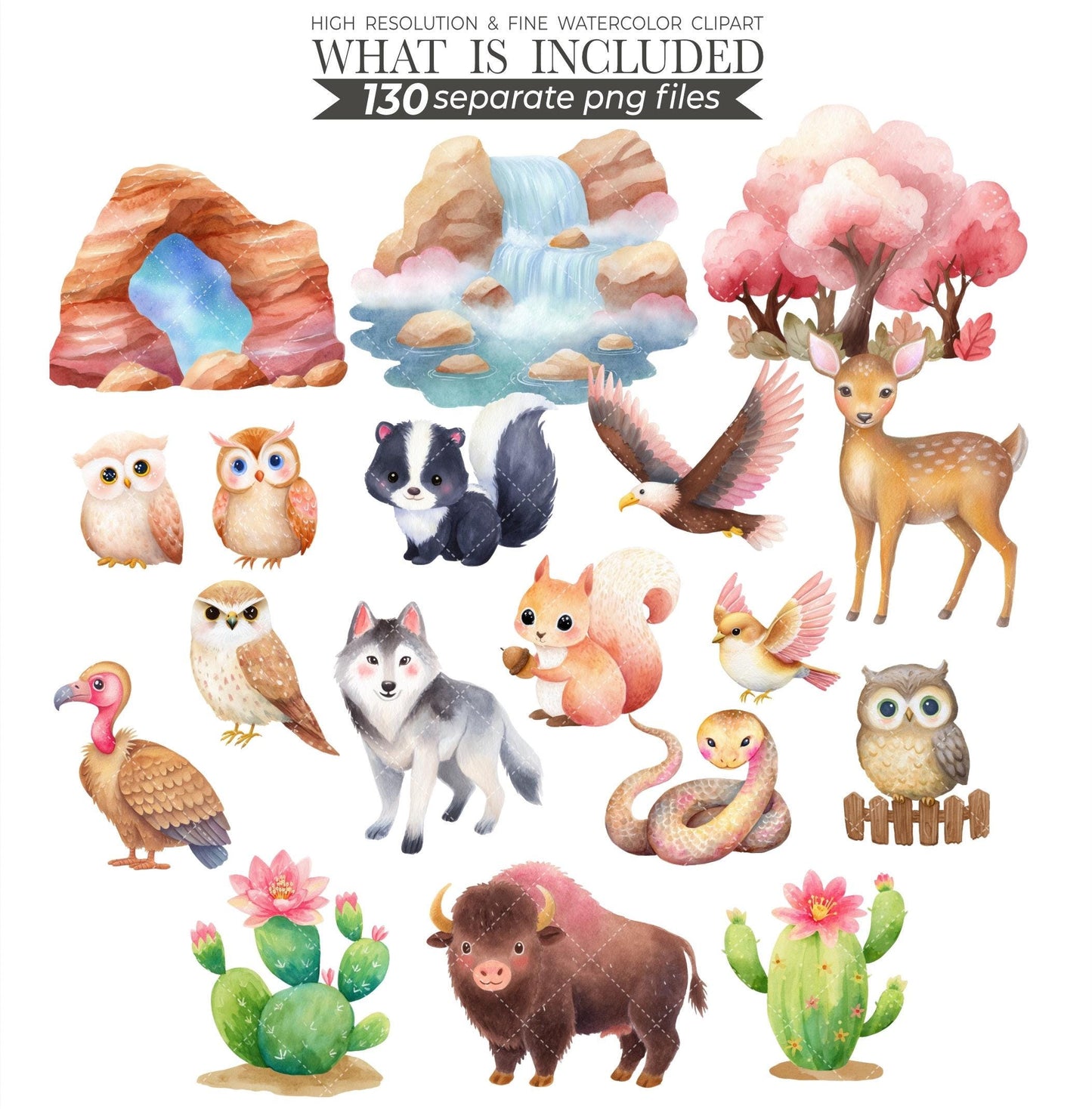 Watercolor Cowgirl Clipart Bundle: 130 PNG Designs (Digital Download)