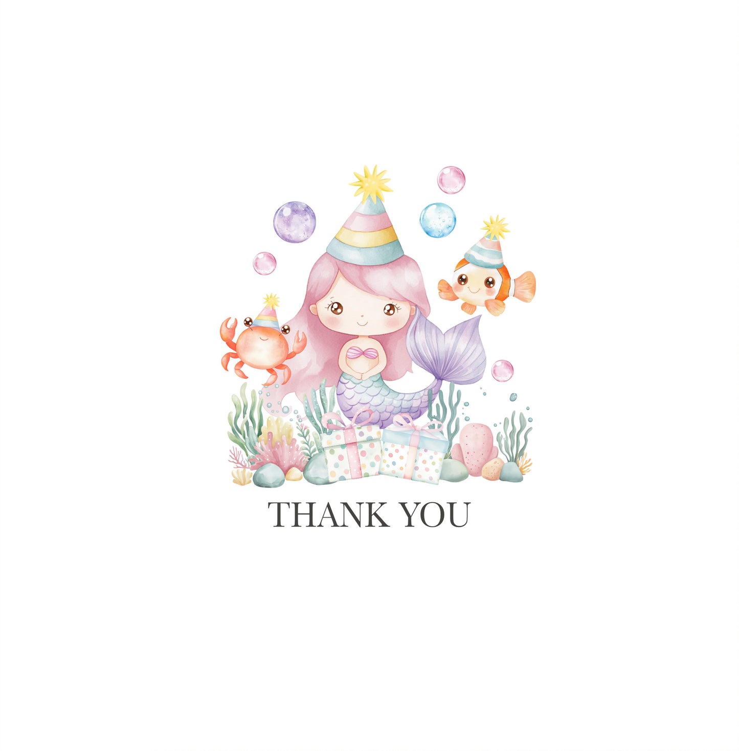 Cute Ocean Birthday Clipart, Happy Sea Animals, PNG Watercolor Clipart, Animal Celebration Clipart, Ocean Animals, Commercial Use