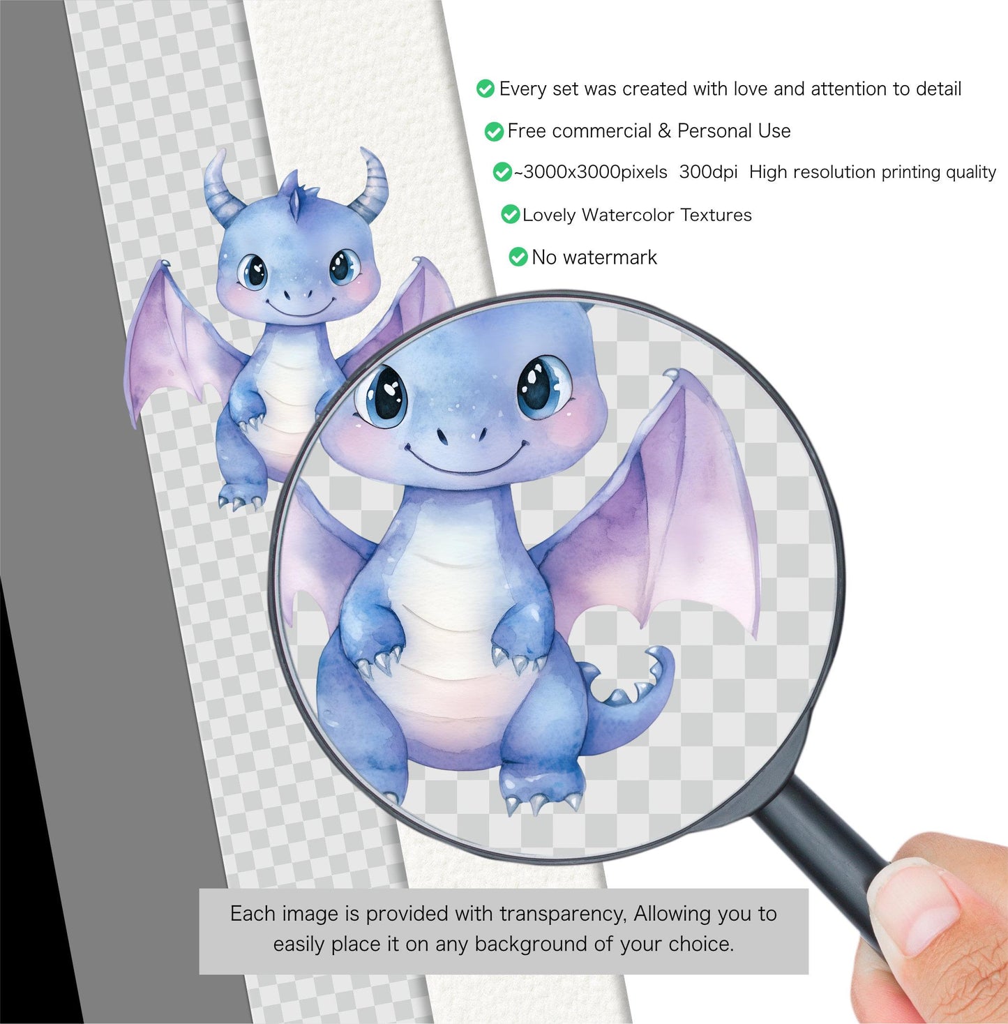 Watercolor Dragon Clipart Bundle | Baby Fantasy Dragon PNG, Mystical Creatures, Nursery art, Instant Download, Baby Dragon, Kid art , Dragon