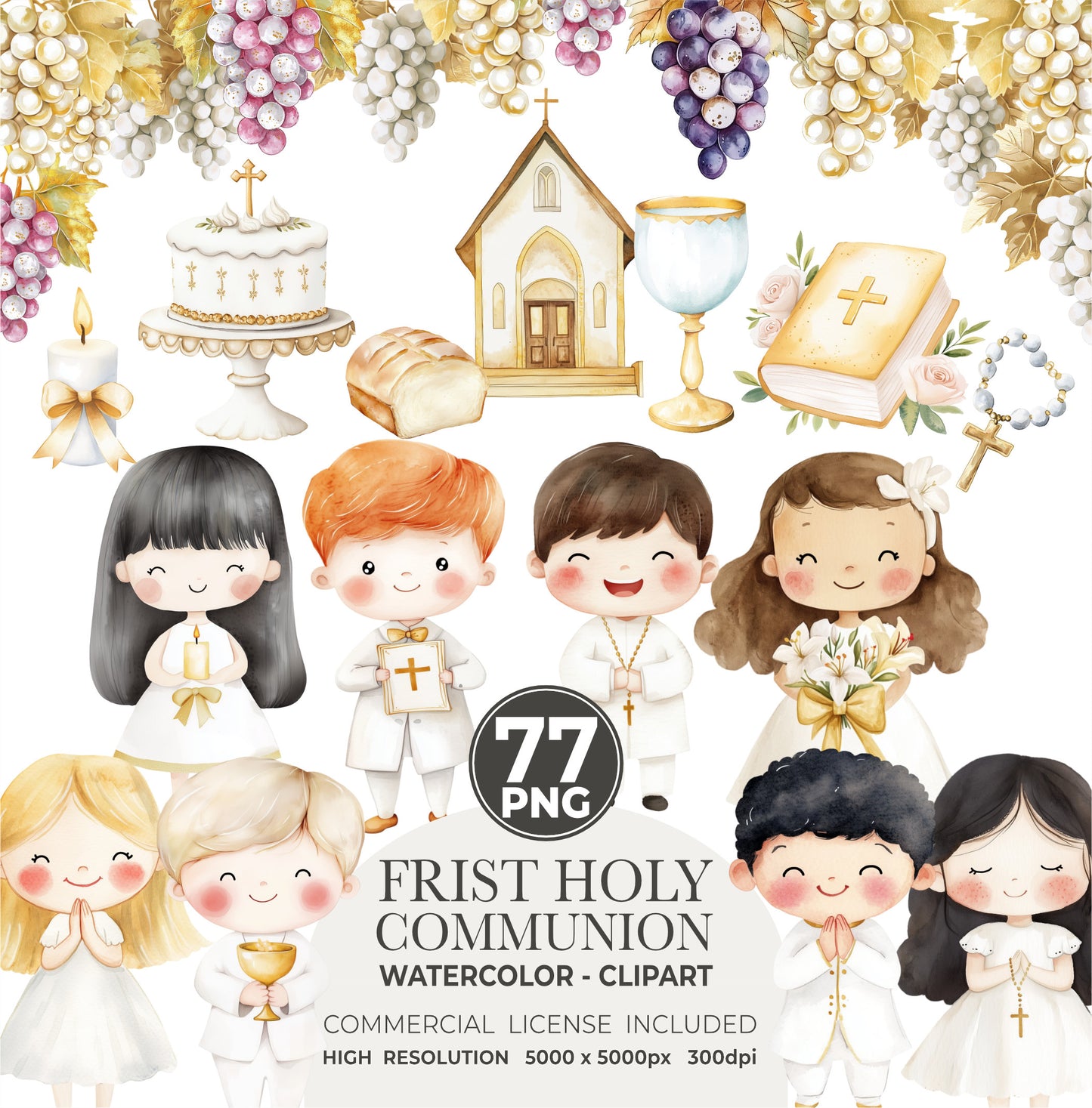 Holy Communion Elements and Praying Boys & Girls 77 PNG Clipart - Graphics on Transparent Background