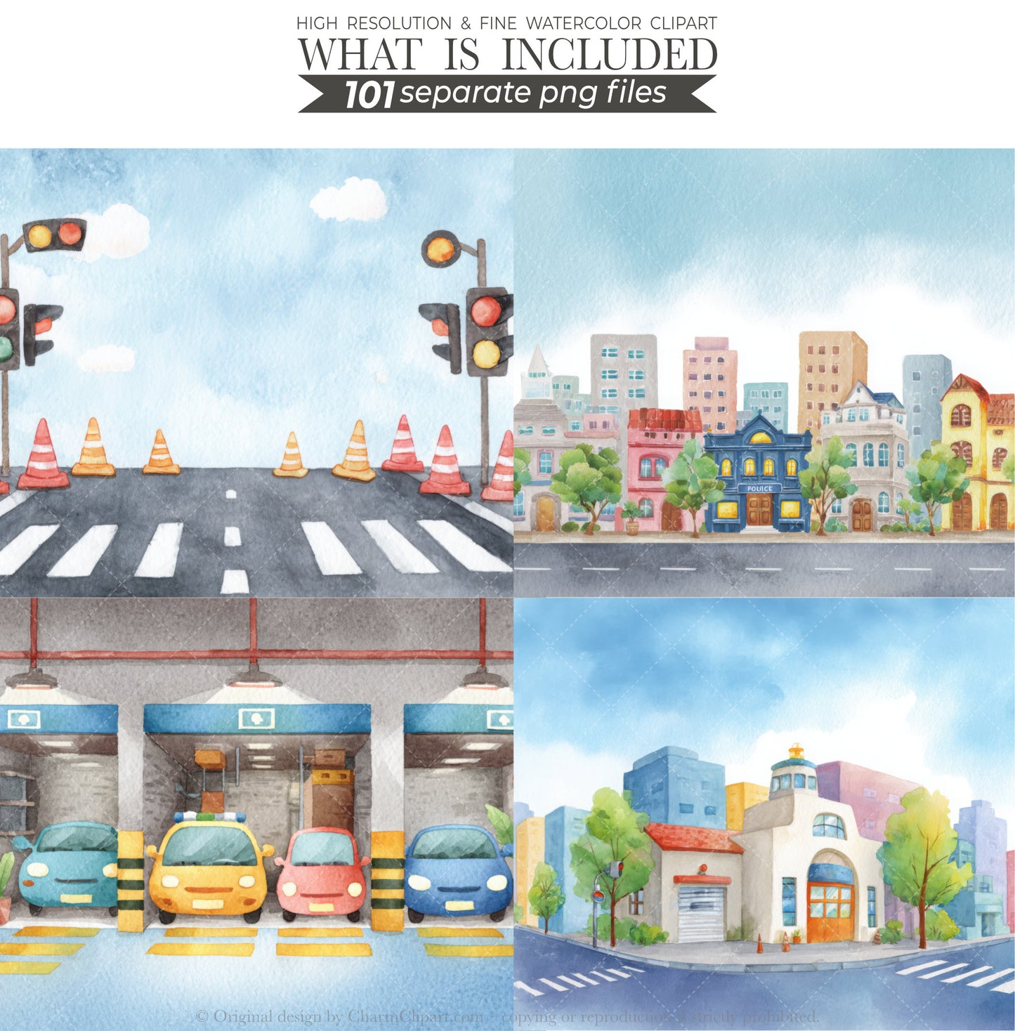 Police Station Clipart Bundle, Police Kids Clip Art, Police Vehicles, Cute Police Officer, Cop PNG, Birthday Party Decor, Digital Download