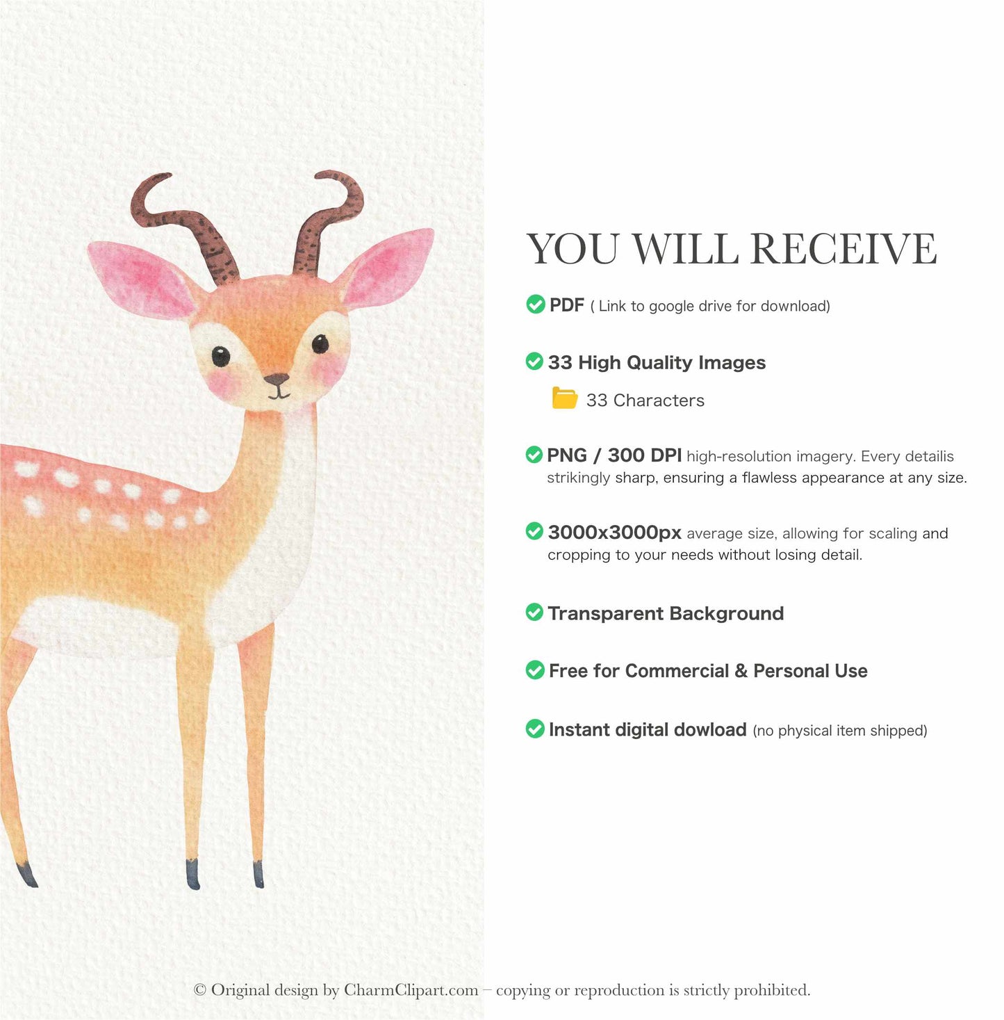 Safari Animals Watercolor Clipart Bundle: 33 Jungle Nursery Art PNG Digital Download
