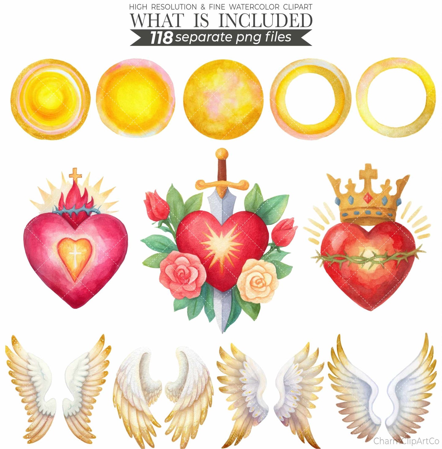 Saints Clipart Bundle – Catholic Christian Religious PNG | Watercolor Saints, Angels, Crosses, Church Digital Download