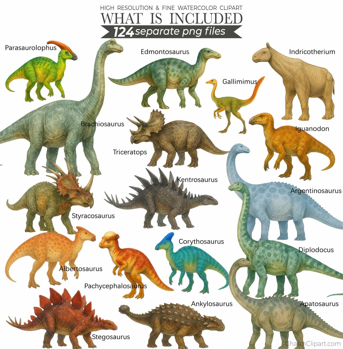Watercolor Dinosaur Clipart, Dinosaur clipart, Nursery Clipart, PNG, Dinosaur birthday party Decor, Dinosaur stickers, Dinosaur baby shower