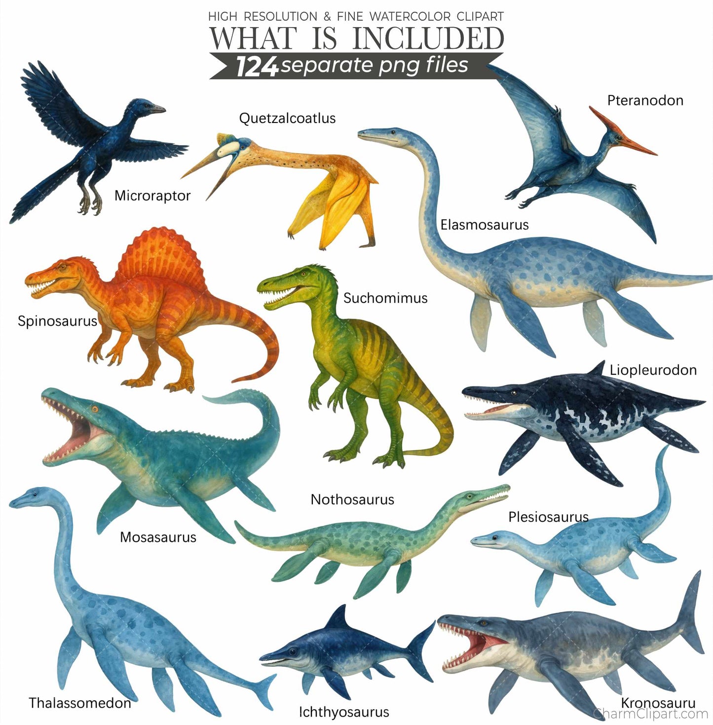 Watercolor Dinosaur Clipart, Dinosaur clipart, Nursery Clipart, PNG, Dinosaur birthday party Decor, Dinosaur stickers, Dinosaur baby shower