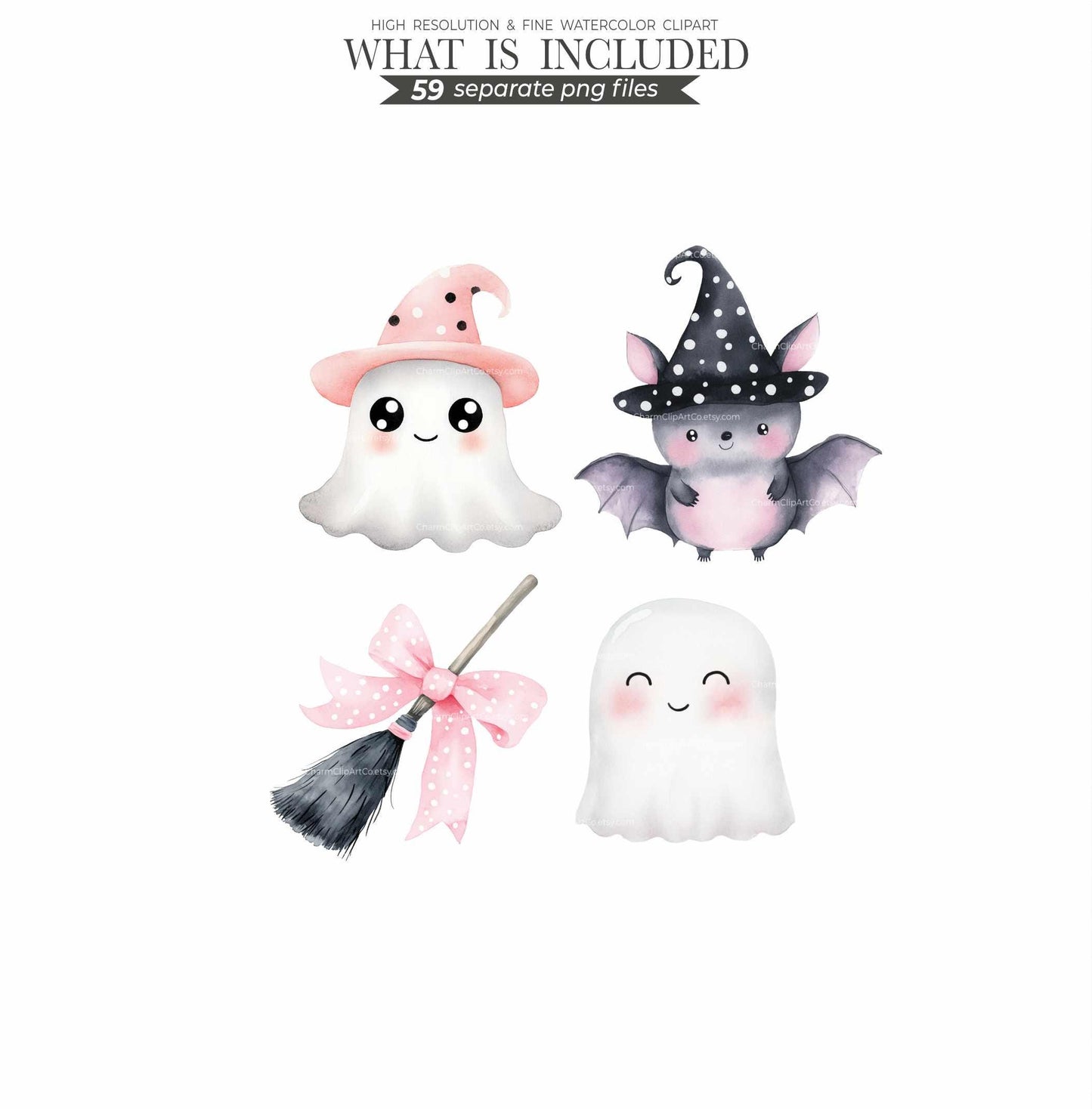 Pastel Halloween Clipart | Cute Halloween Clipart Commercial Use | Pink Halloween Clip Art for invitations, parties, and decor | Spooky Cute