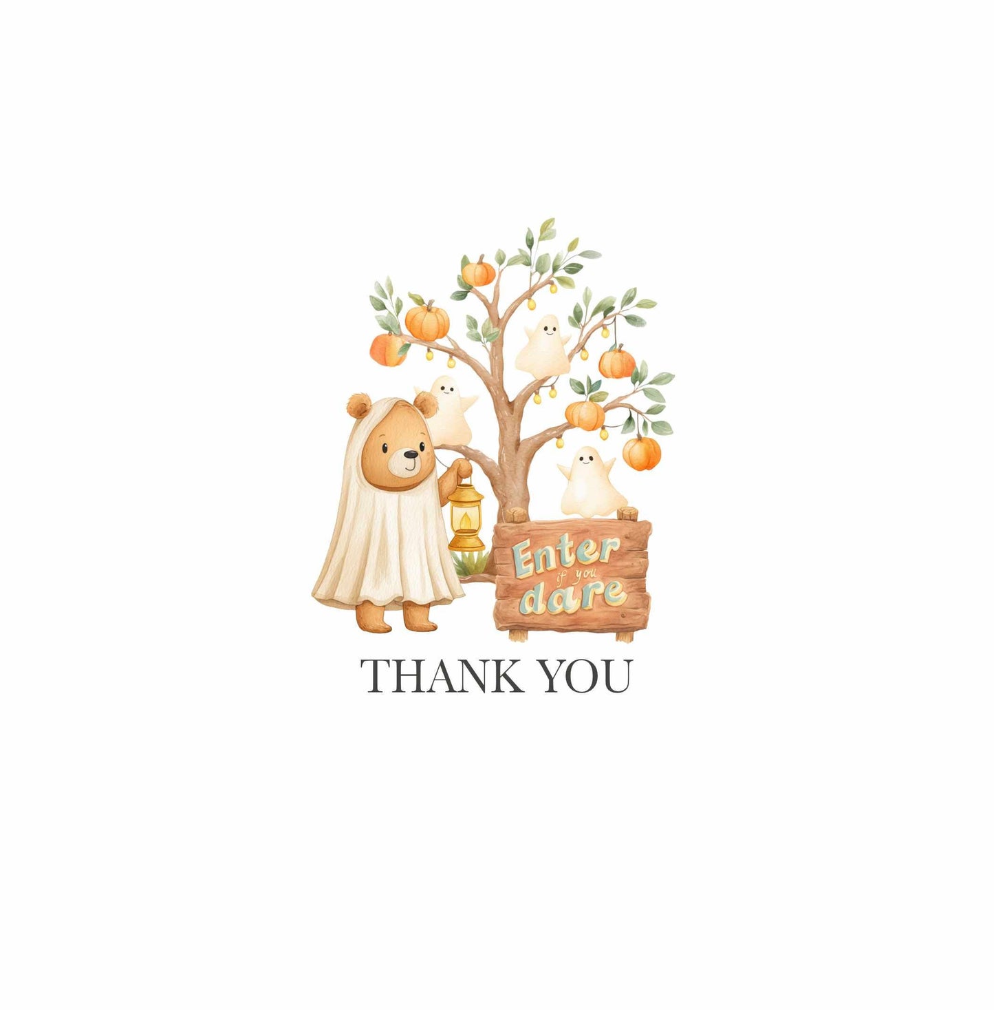 Woodland Halloween Clipart: Watercolor Forest Animals, Ghosts (PNG Digital Download
