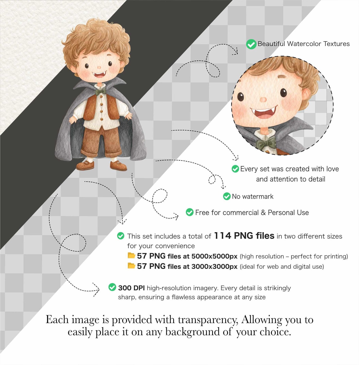 Watercolor Halloween Clipart Bundle: Pastel Ghosts, Pumpkins,  Halloween Kids  (Digital Download, 114 PNGs)