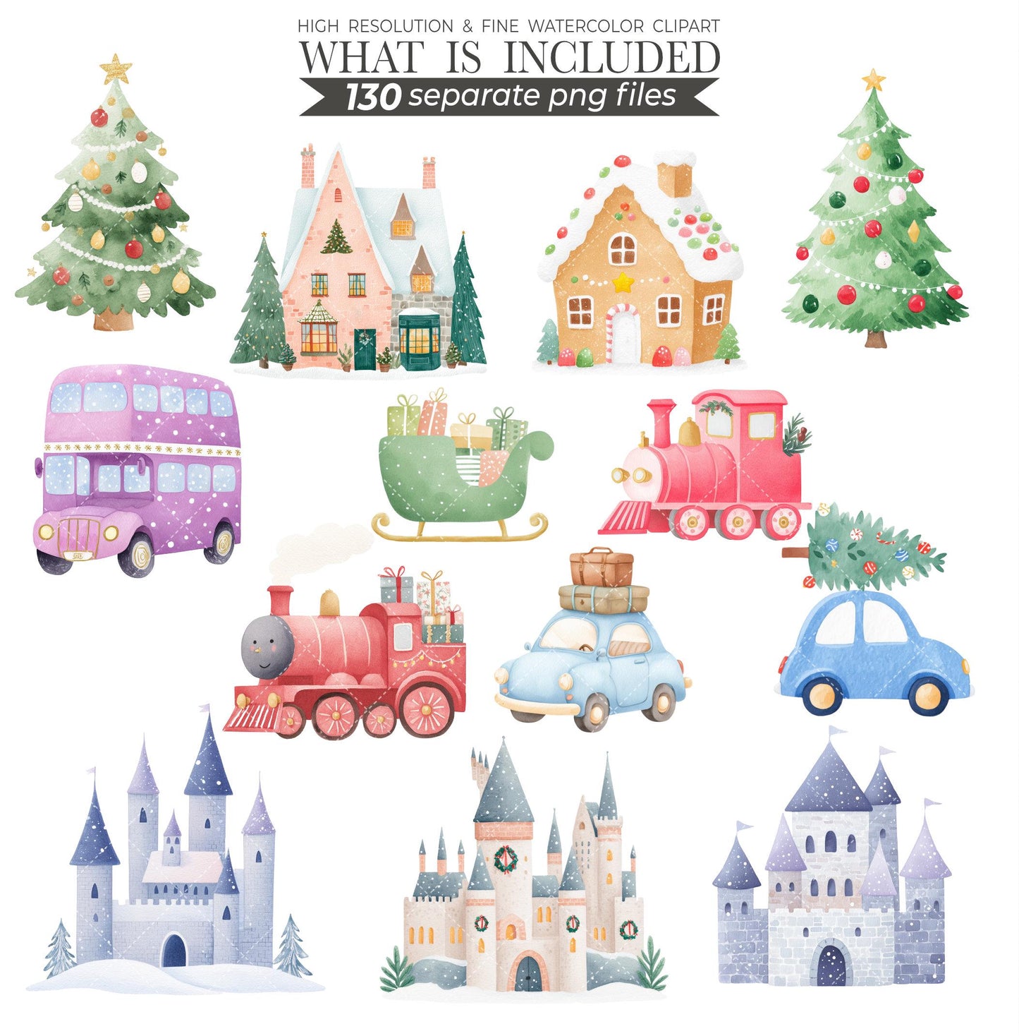 Watercolor Christmas Wizard School Clipart: New Year Nursery Decor (PNG Download)