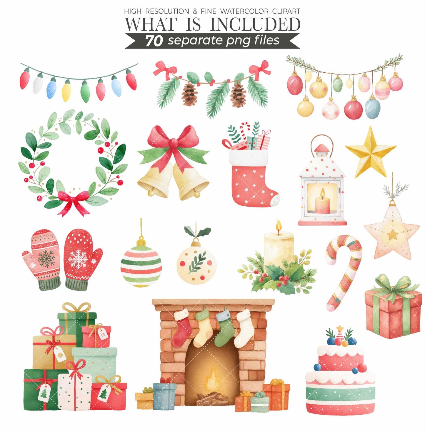 Christmas Bunny Watercolor Clipart: Festive Holiday Graphics (Digital Download, Commercial Use)