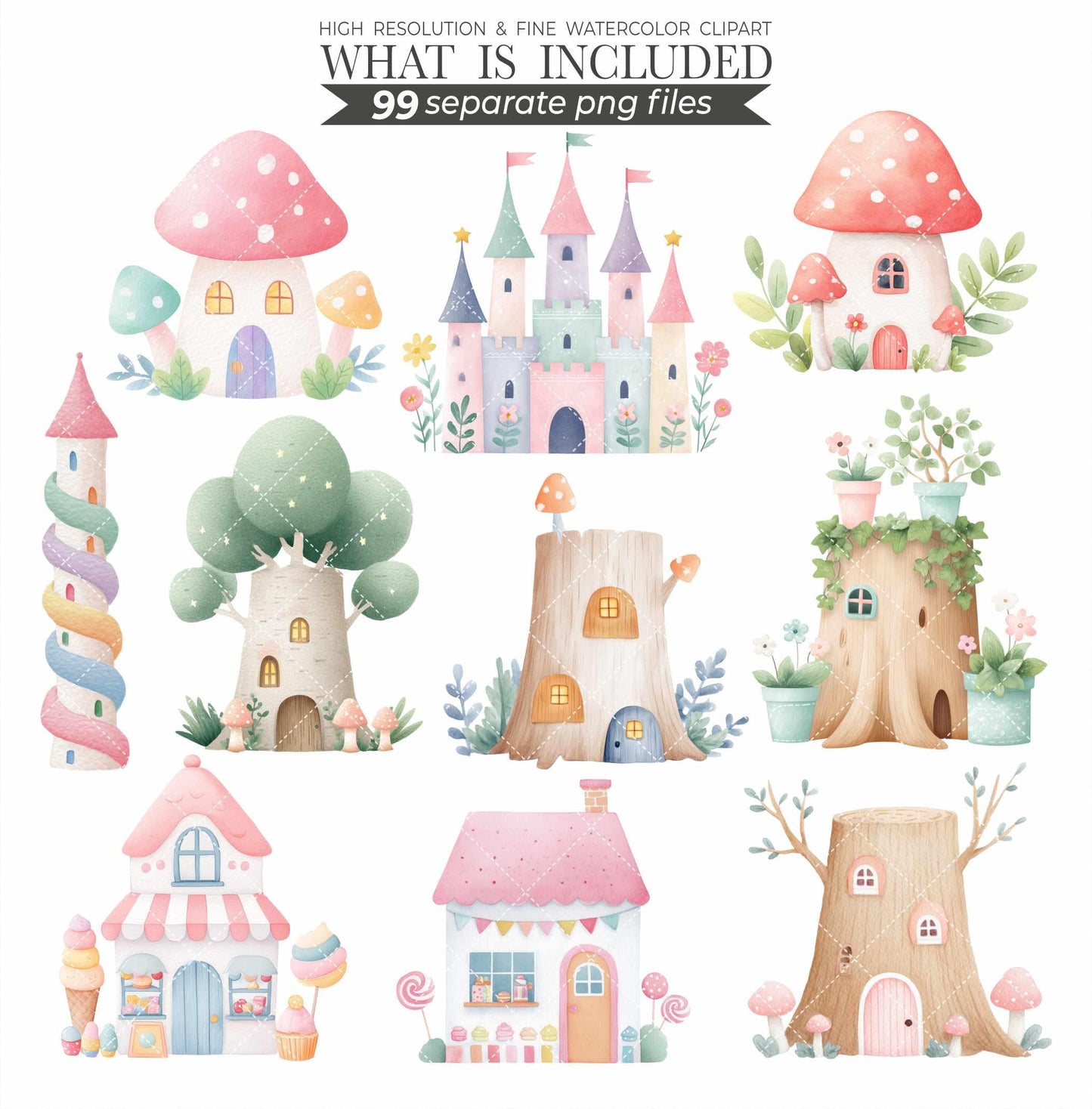 Watercolor Fairy Animal Clipart: Fantasy Nursery Art (Digital Download, Commercial Use PNGs)