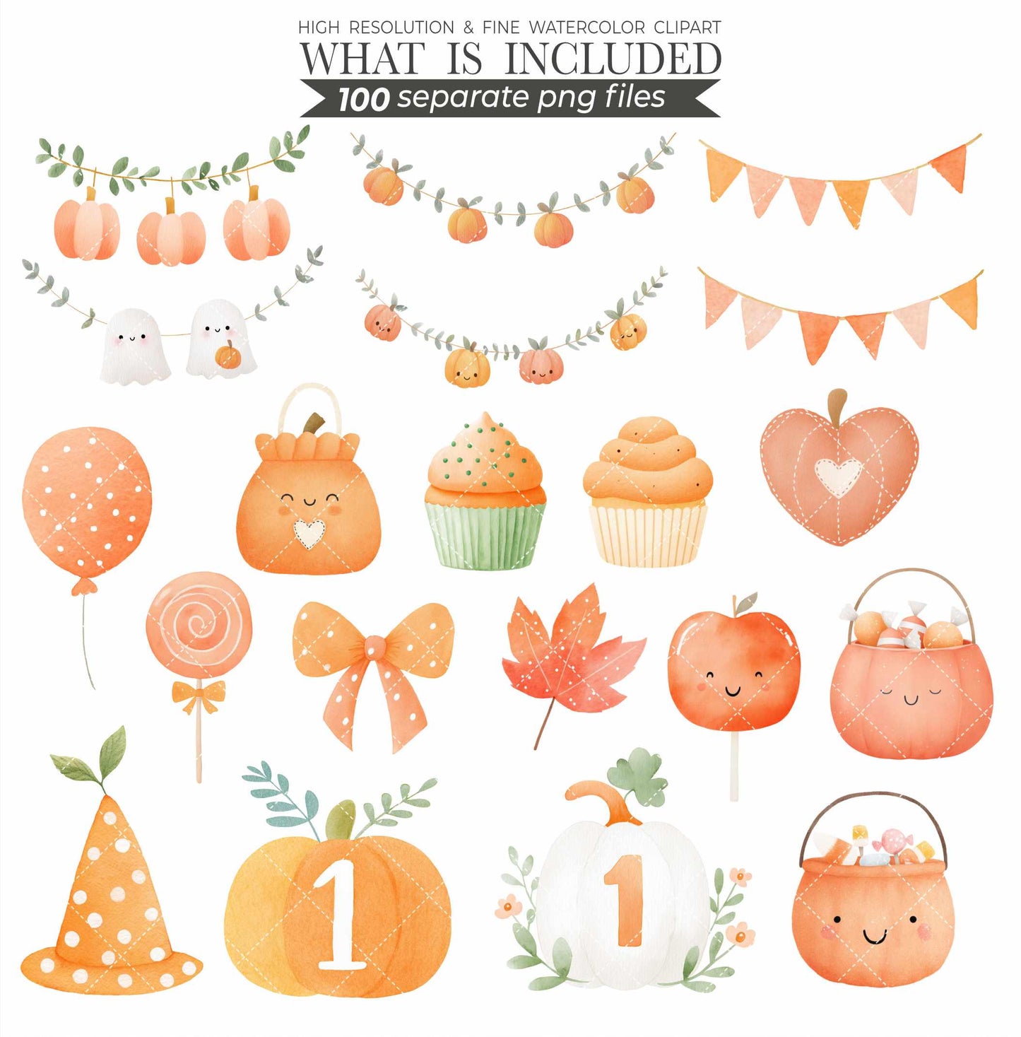 Watercolor Pumpkin Patch Animal Clipart: Fall Harvest PNG (Commercial Use, Digital Download)