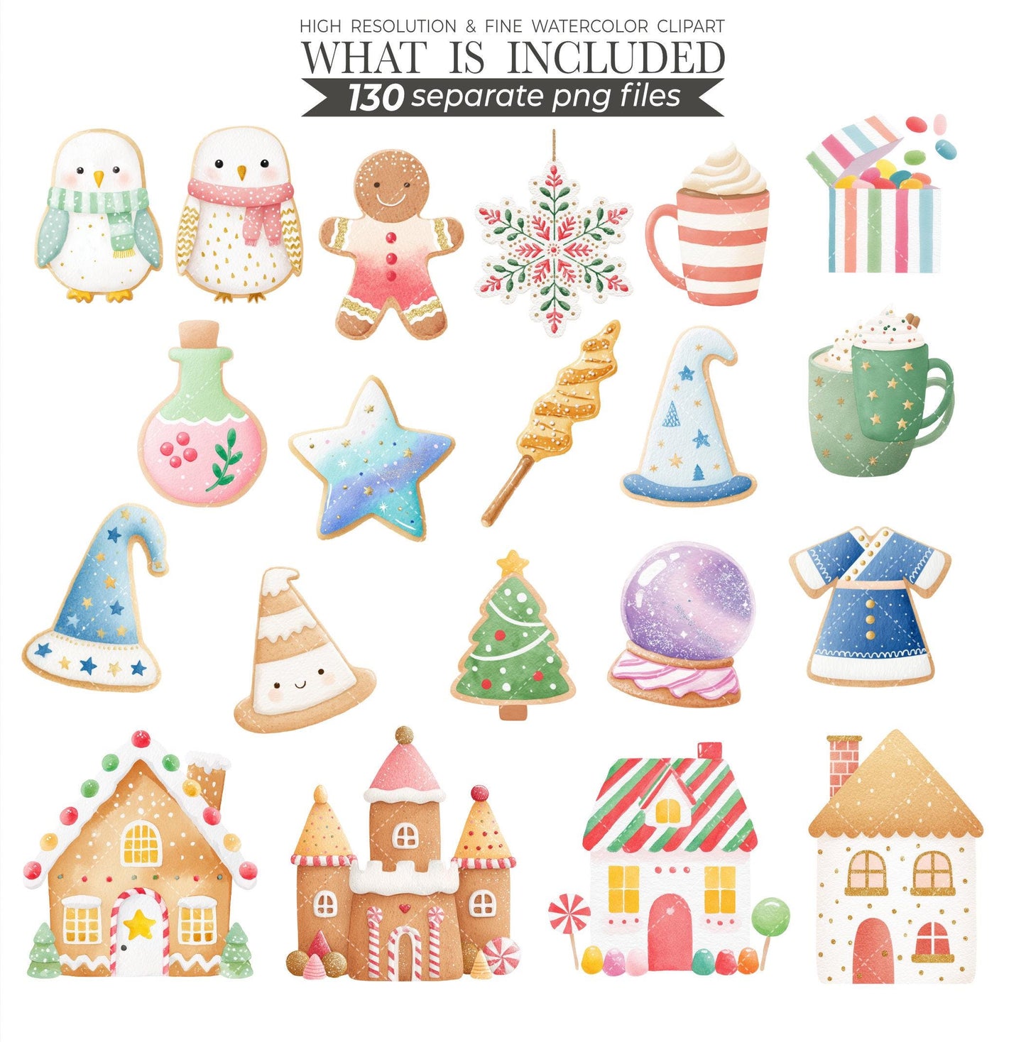 Watercolor Christmas Wizard School Clipart: New Year Nursery Decor (PNG Download)