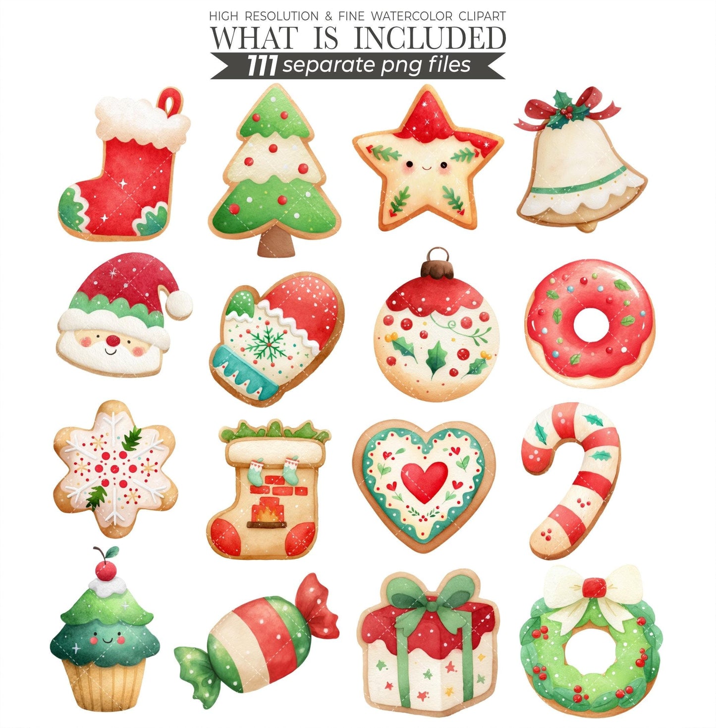 Watercolor Christmas Animals Clipart: Winter Woodland PNG Bundle (Digital Download)