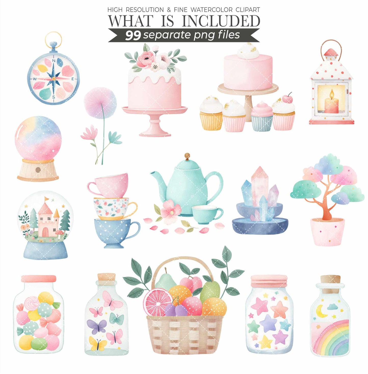 Watercolor Fairy Animal Clipart: Fantasy Nursery Art (Digital Download, Commercial Use PNGs)