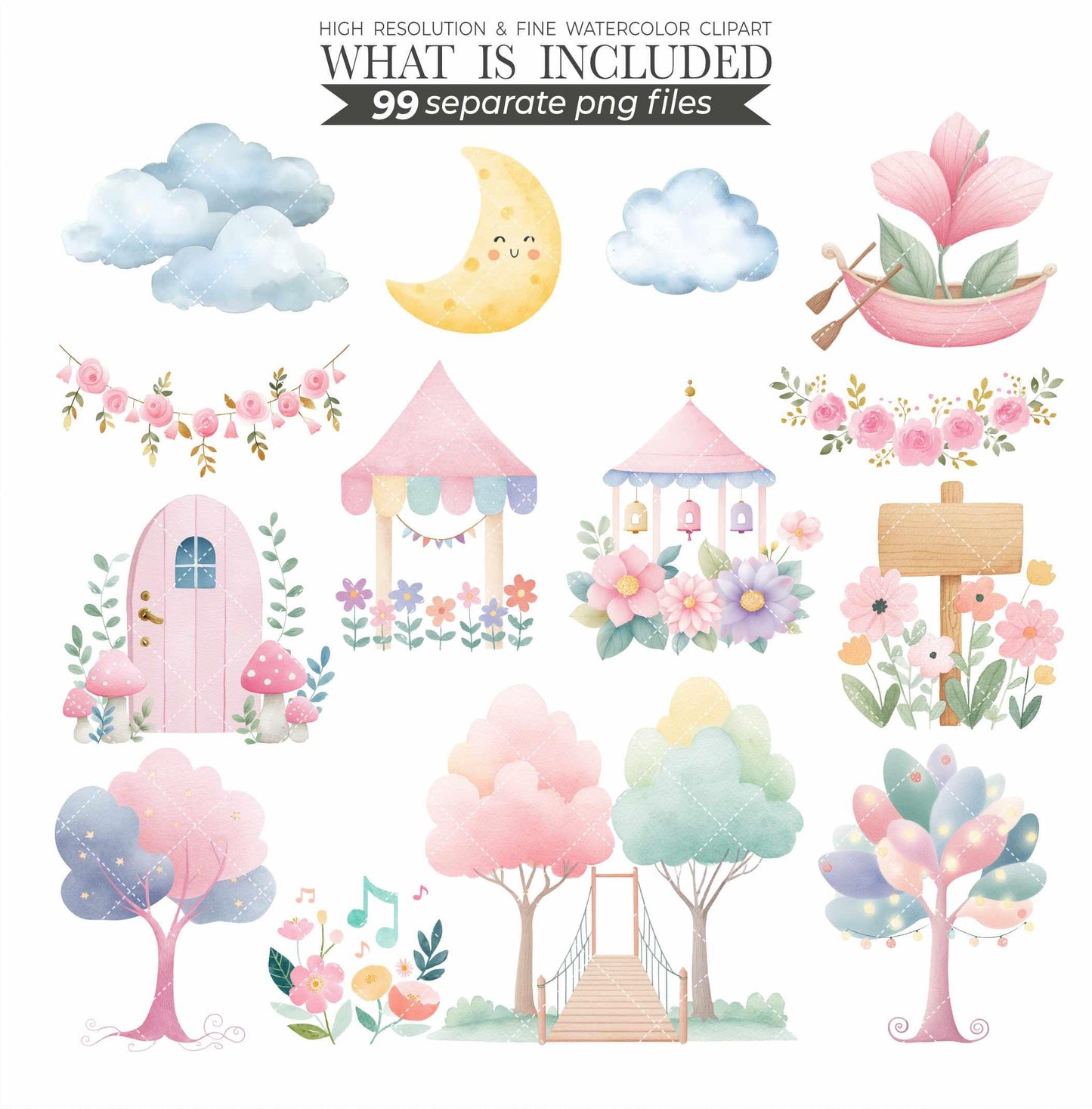 Watercolor Fairy Animal Clipart: Fantasy Nursery Art (Digital Download, Commercial Use PNGs)
