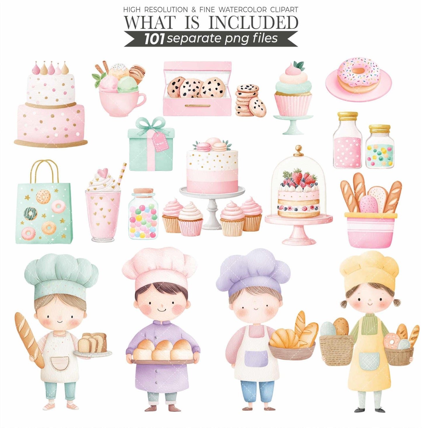 Pastel Sweets Clipart Bundle: Bakery Treats PNG (Digital Download)