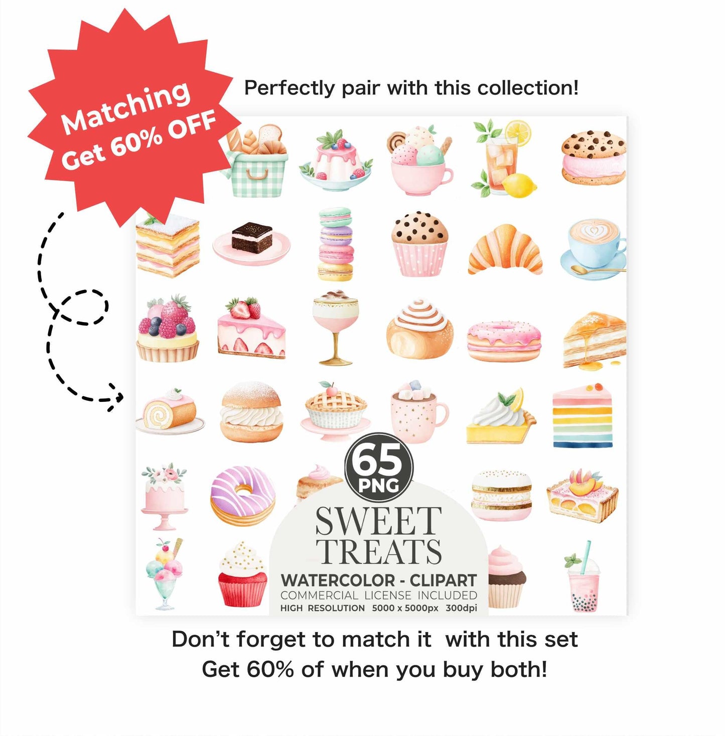 Pastel Sweets Clipart Bundle: Bakery Treats PNG (Digital Download)