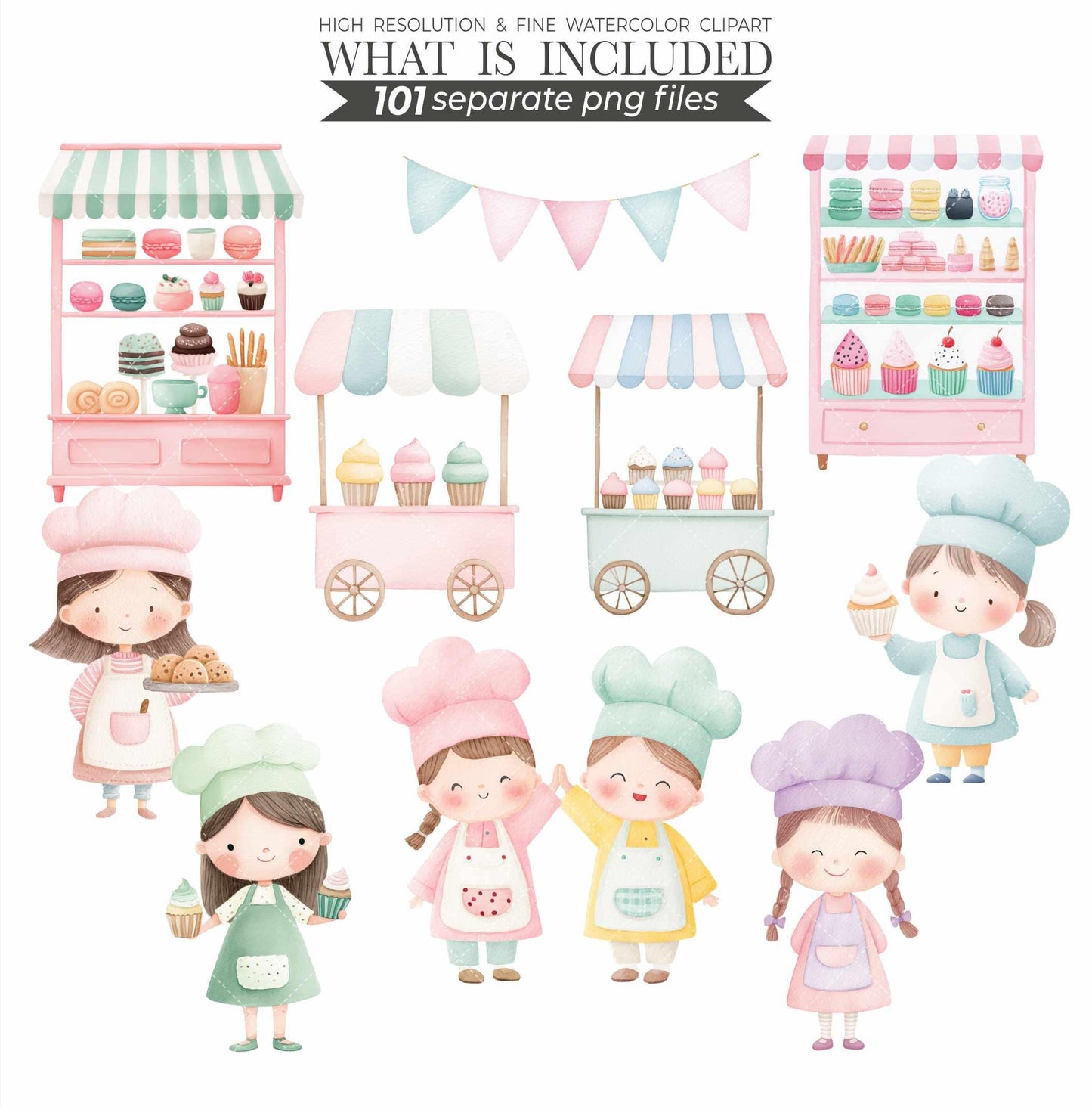 Pastel Sweets Clipart Bundle: Bakery Treats PNG (Digital Download)