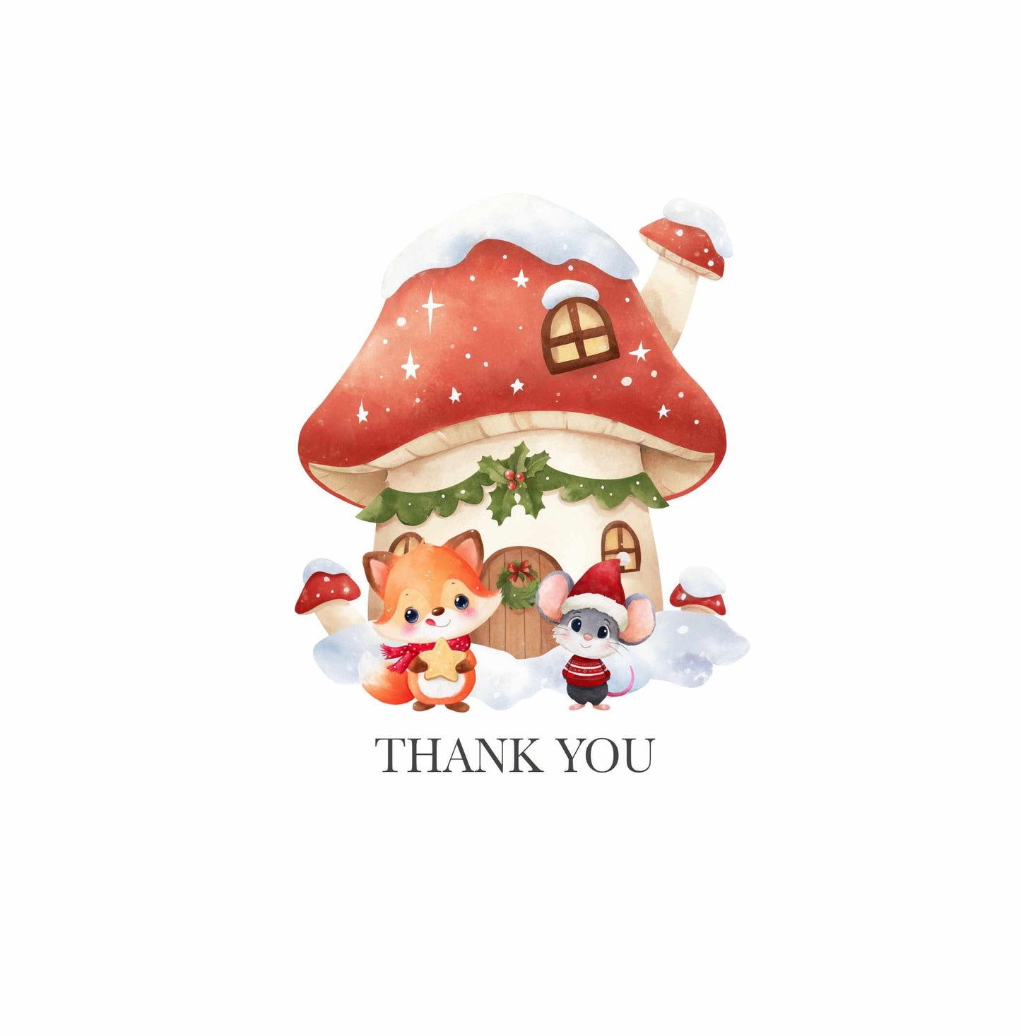 Watercolor Christmas Animals Clipart: Winter Woodland PNG Bundle (Digital Download)