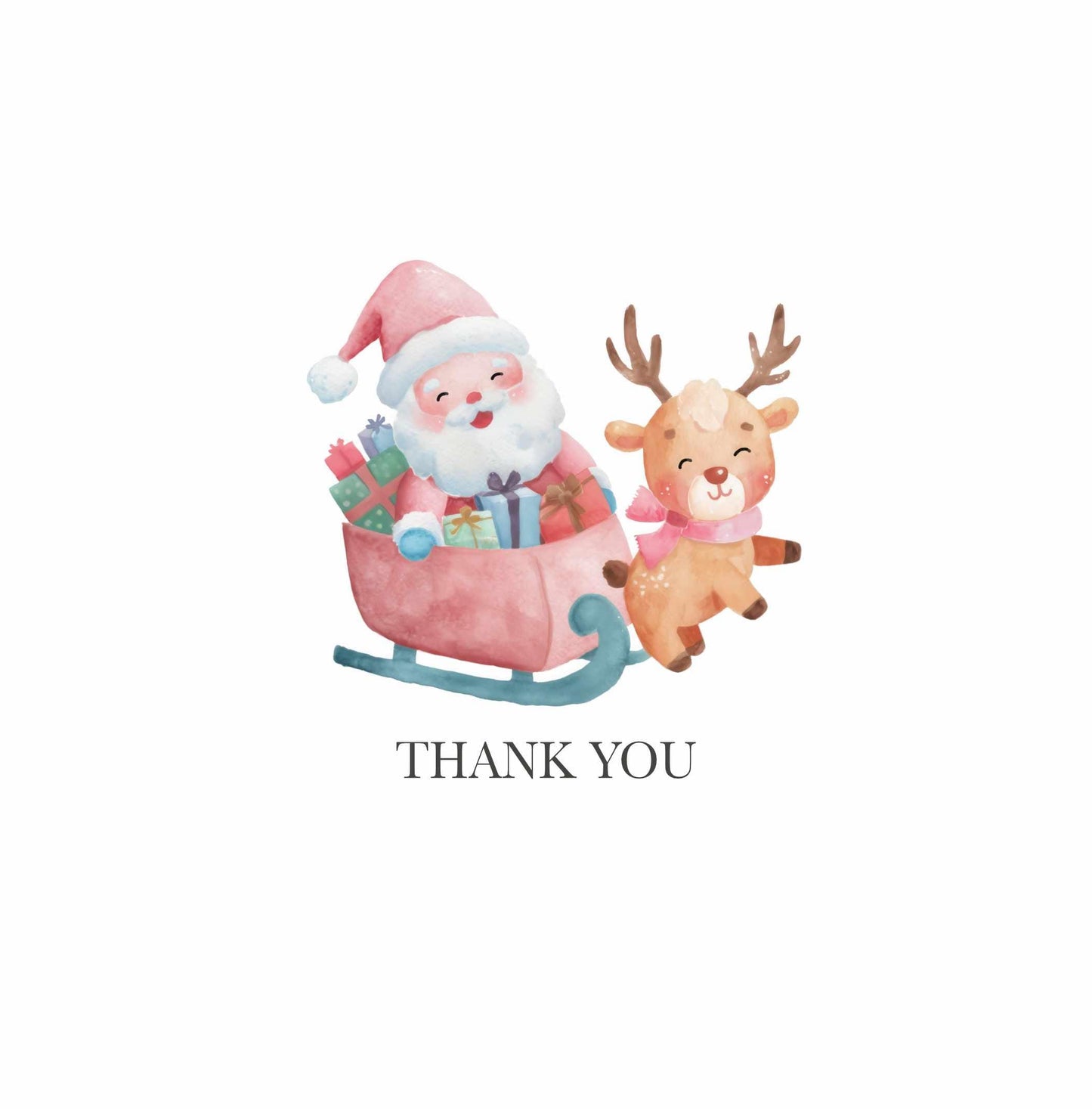 Pink Christmas Clipart: Watercolor Santa, Reindeer, Snowman (101 PNGs) (Commercial Use)